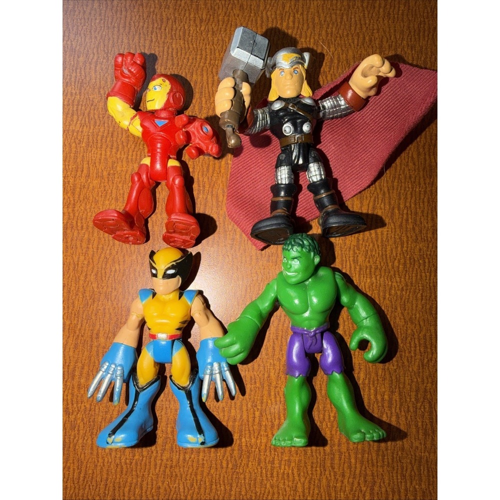 MARVEL SUPER HERO ADVENTURES Playskool Figures Thor Wolverine Hulk‎